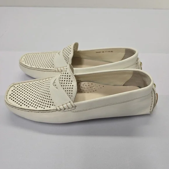 Cole Haan Womens Pinch Weekender Driver Loafers White Perforated Leather 8B - Picture 5 of 6